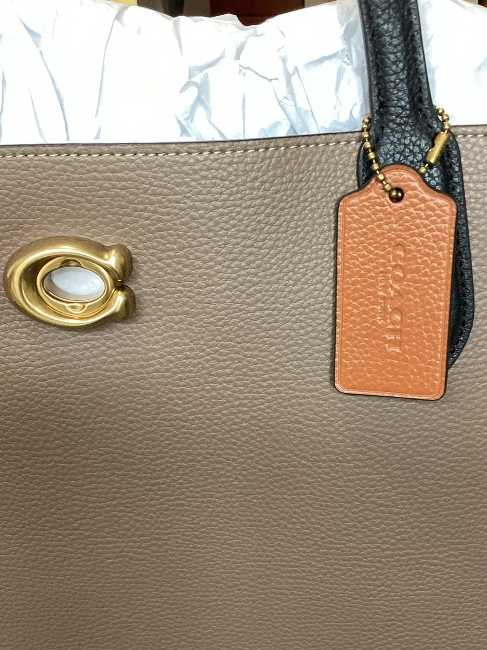 Coach Willow Colorblock Brown and Black Tote with Signature C Center Compartment